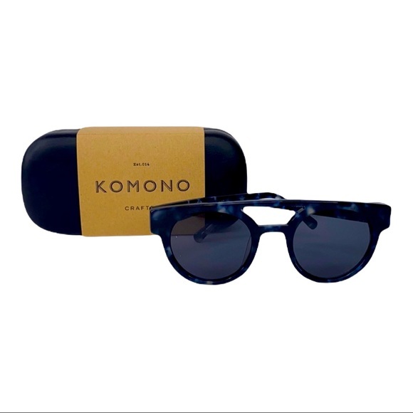 New KOMONO DREYFUSS Blue Black tortoise Sunglasses NWT round - Picture 2 of 16